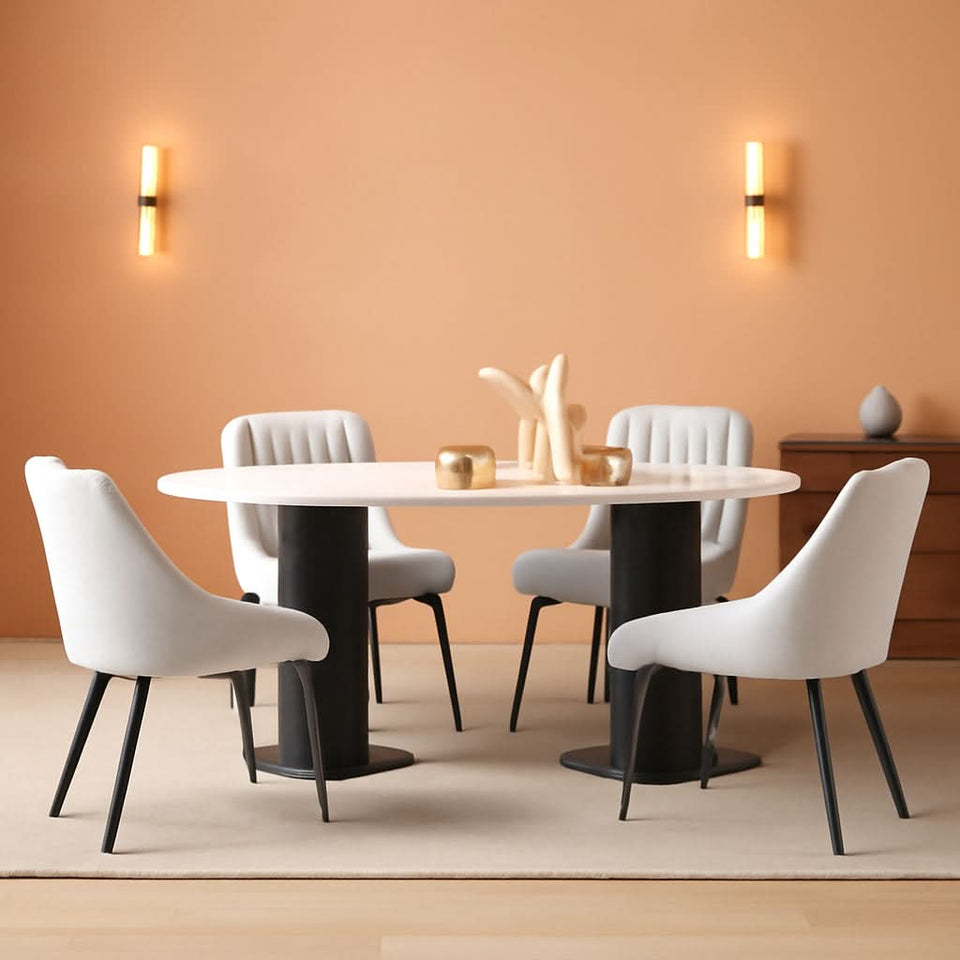 White Upholstered Dining Chairs With Thick Cushions