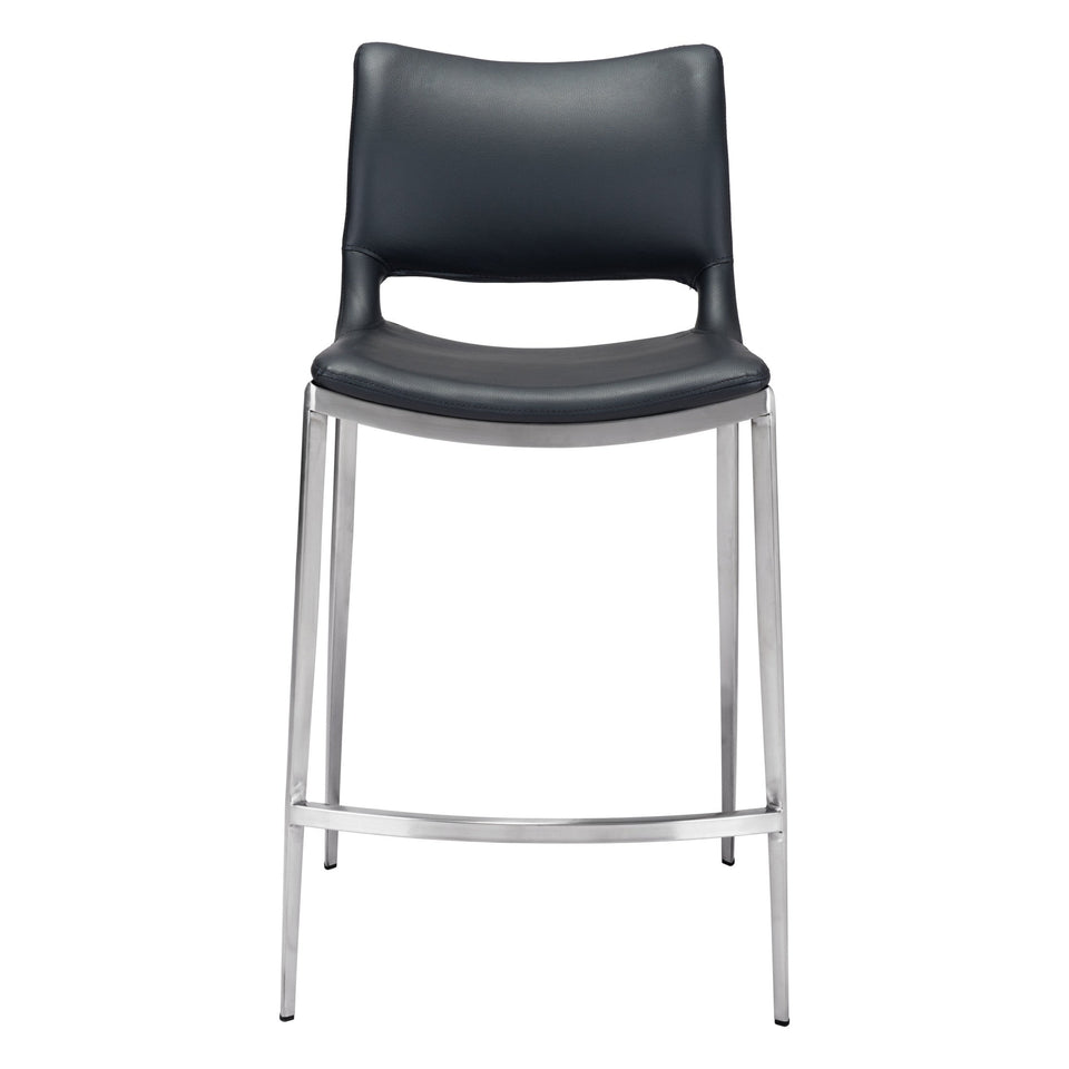 Ace Counter Stool (Set of 2) Black & Silver