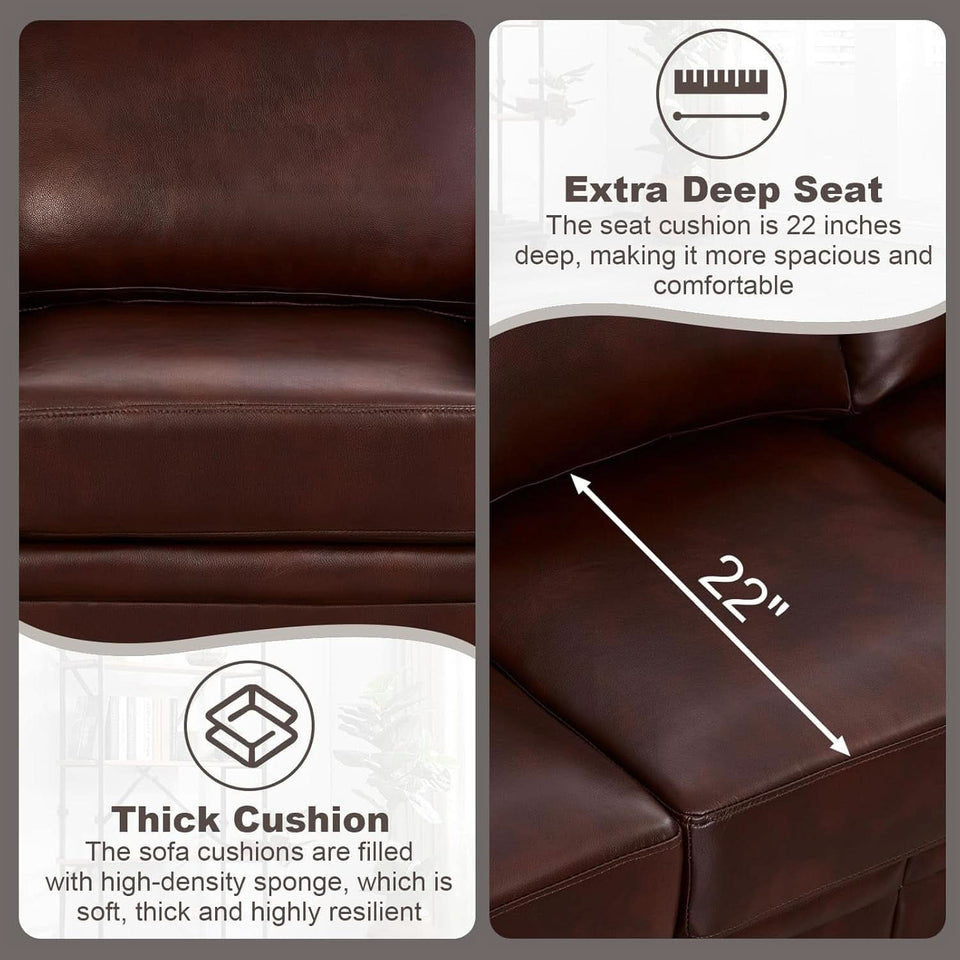3 Piece Faux Leather Sofa Set With Storage In Burgundy Mid Century Modern Living Room