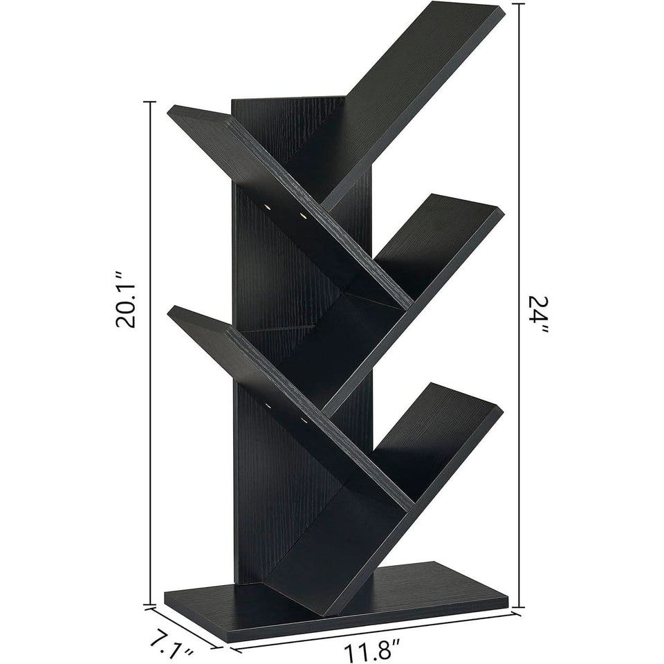 4 Tier Tree Bookshelf Floor Standing Bookcase Home