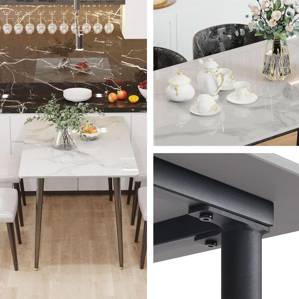 32 Inch Sintered Stone Dining Table With Black Legs