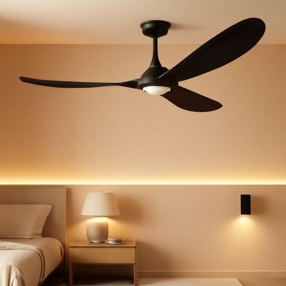 52Inch Matte Black Ceiling Fan Indoor Outdoor Low Noise