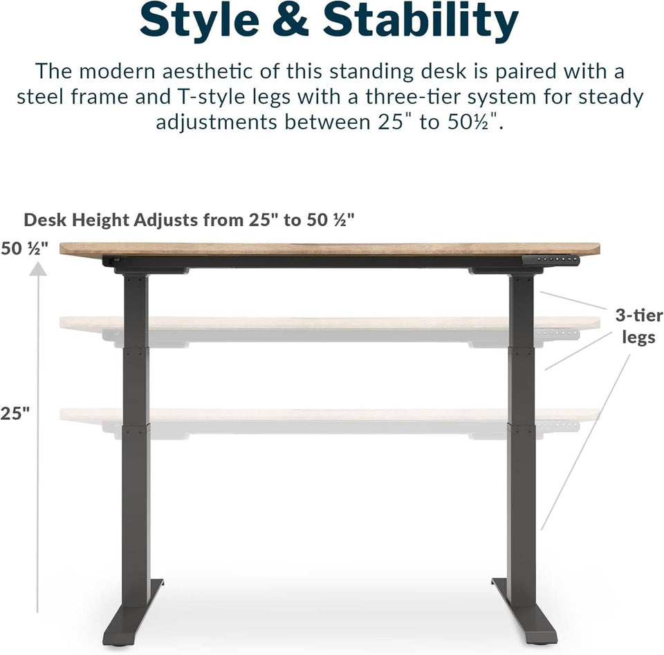 Electric Height Adjustable Standing Desk 54 By 26 Inches Reclaimed Wood