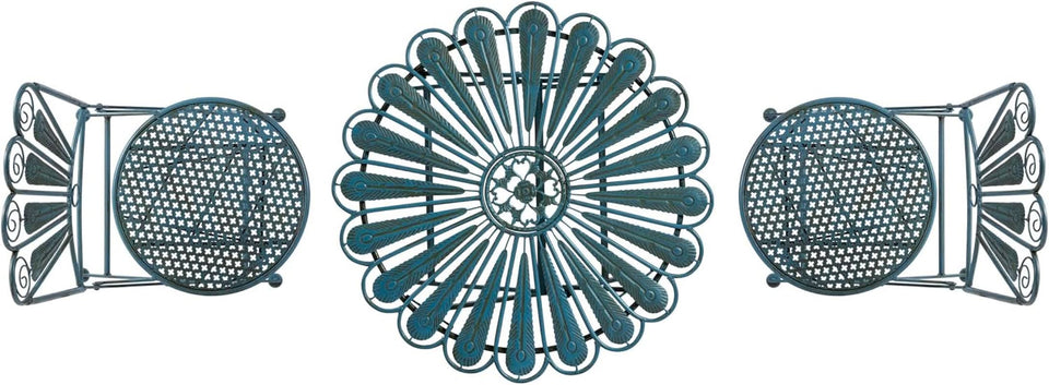 Bistro Set 3 Piece Light Blue Outdoor Patio Furniture