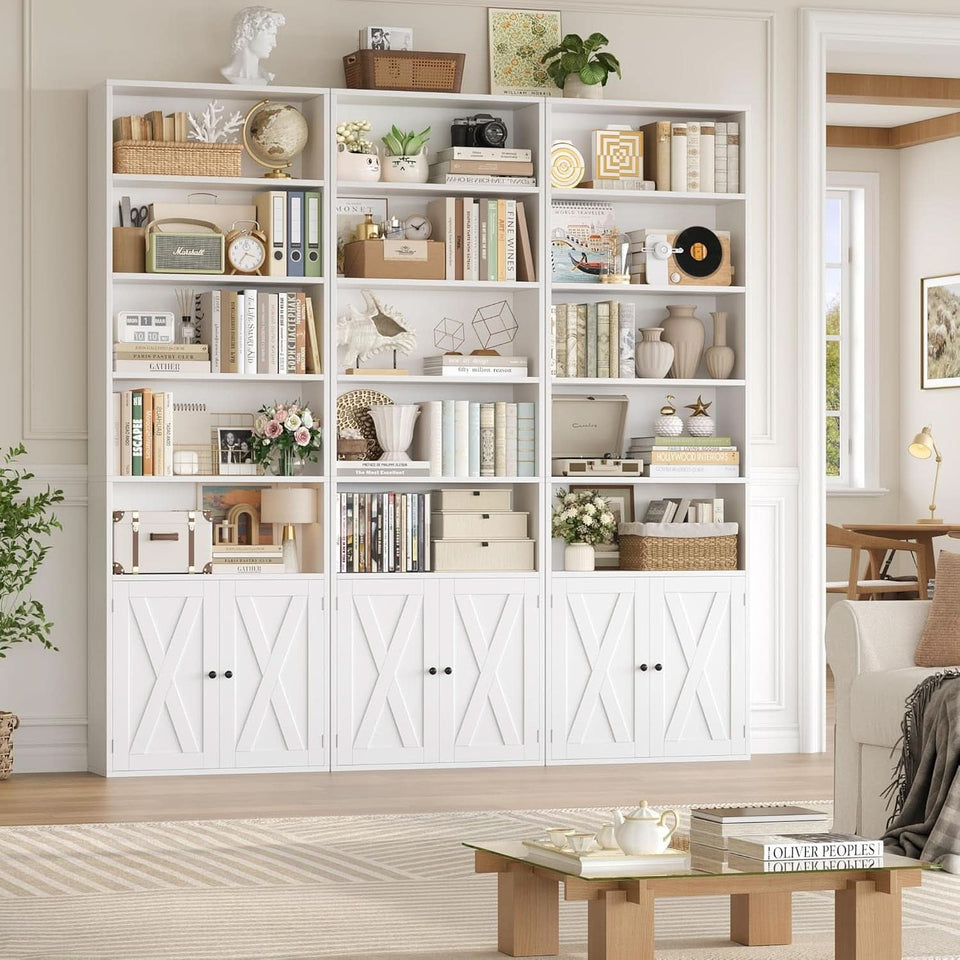 White 82 Inch Tall Bookcase Sturdy Elegant Contemporary
