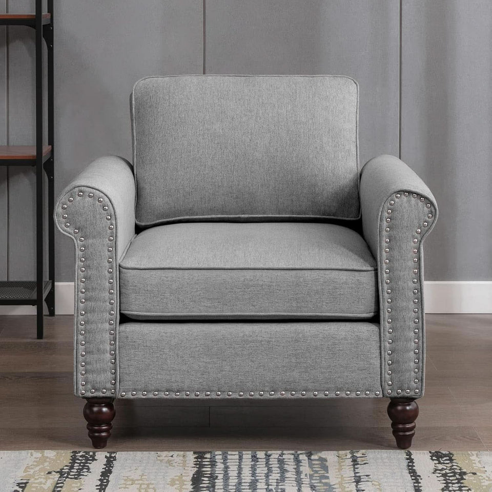 Light Grey Small Space Living Room Couch Set With Loveseat