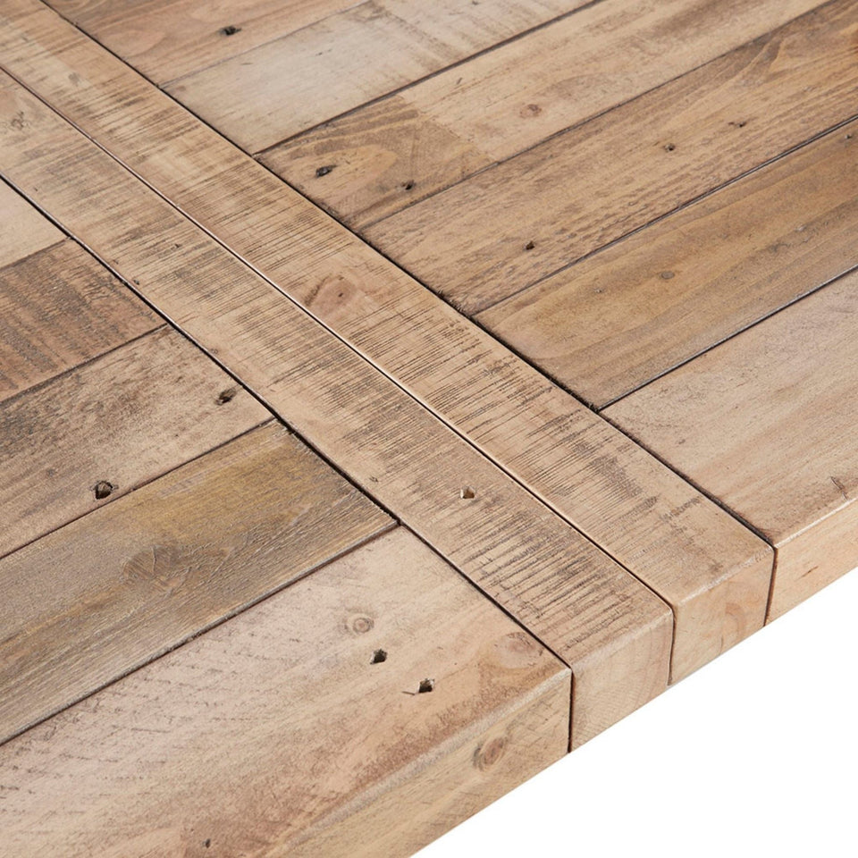 Rustic Dining Table With Metal Support - Natural