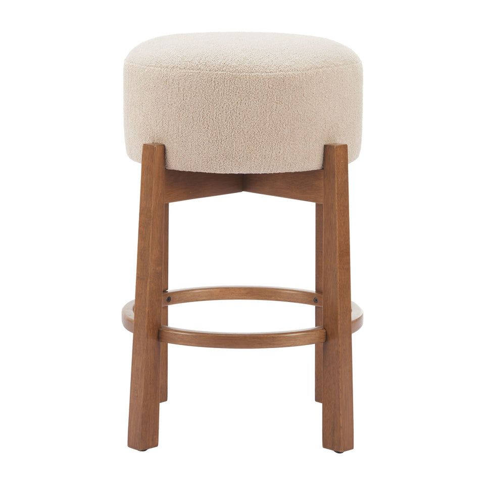 Nade Counter Stool (Set of 2) Beige & Walnut