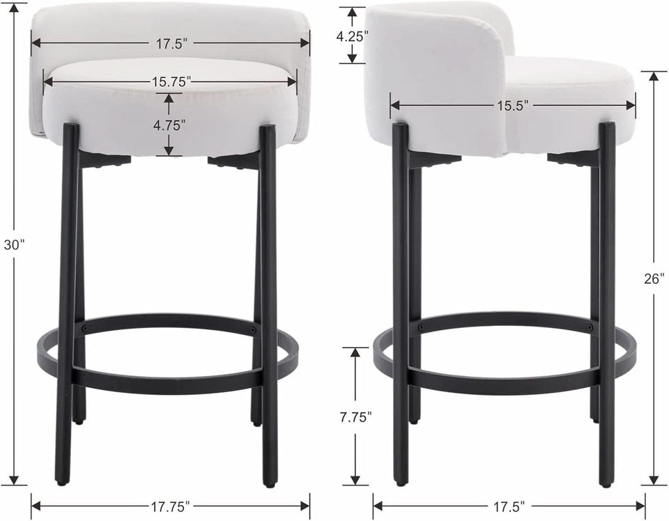 26 Inch Round Faux Leather Bar Stools Set Of 2 White