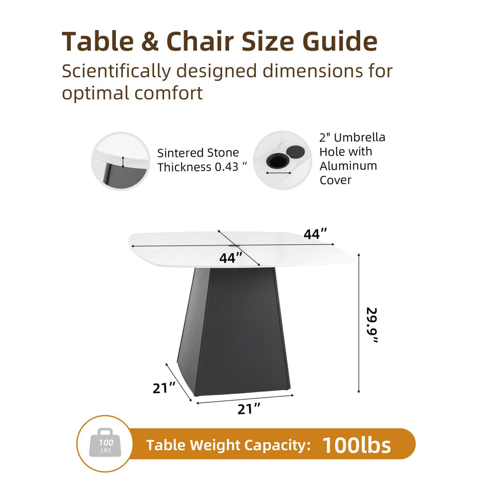 Rounded Square Outdoor Pedestal Dining Table