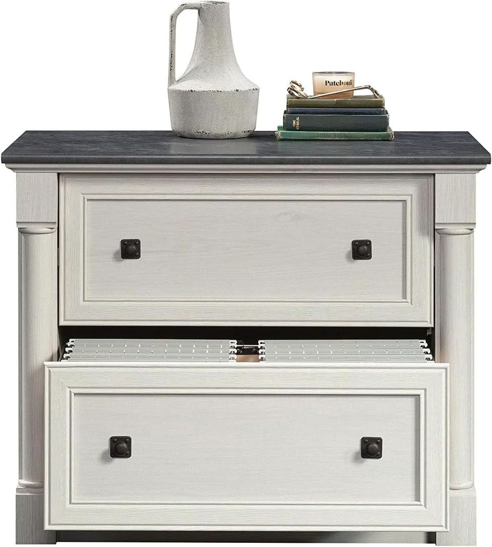 Two Drawer File Cabinet In Glacier Oak With Interlocking Drawers