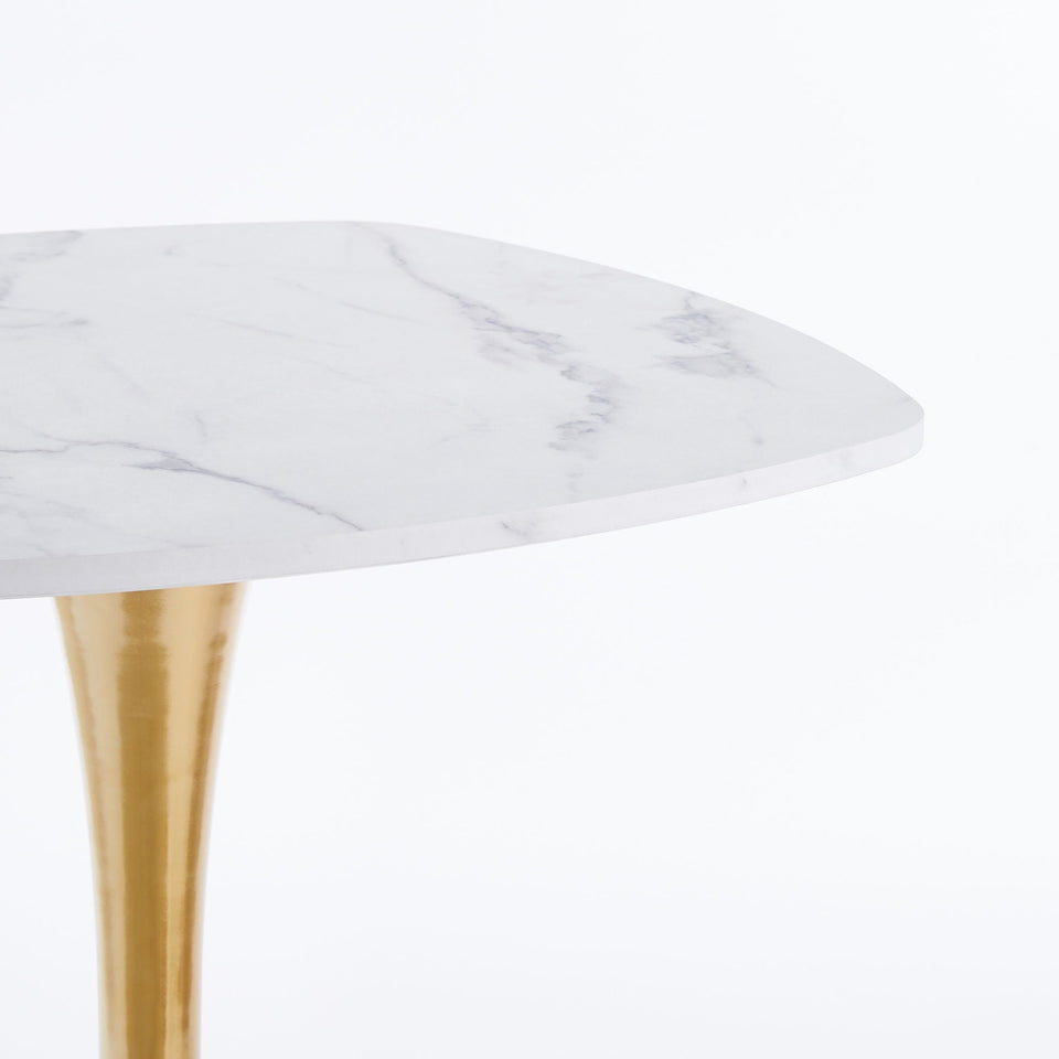 Square Tulip Dining Table For 2 - 4 People - Golden / White