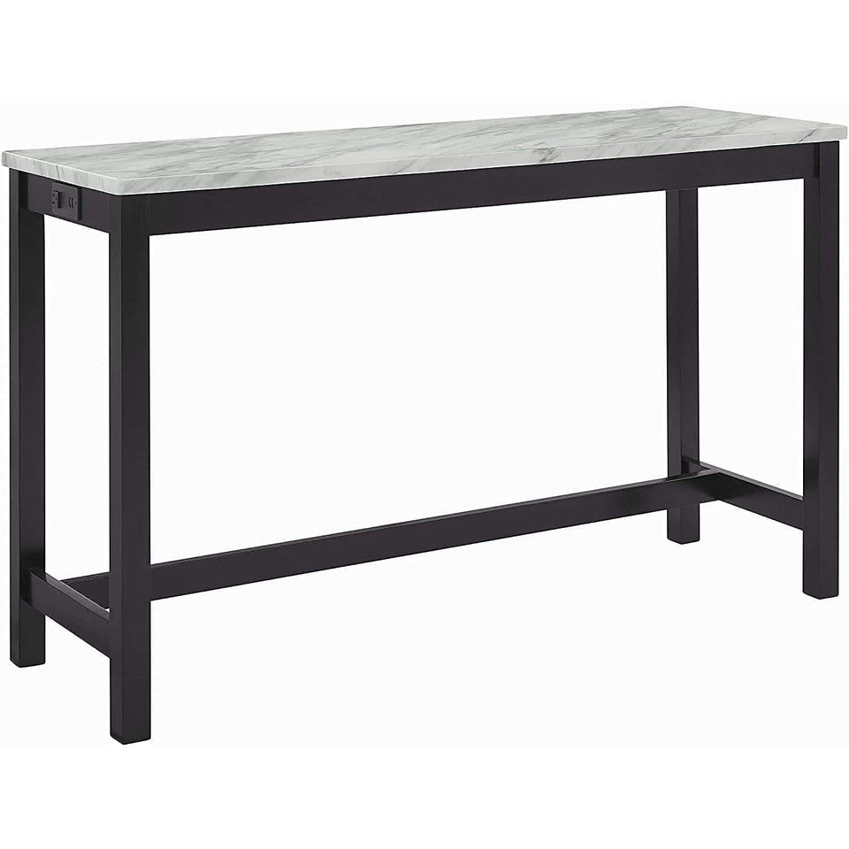 Blue Velvet Bar Table Set With Faux Marble Top 4 Piece