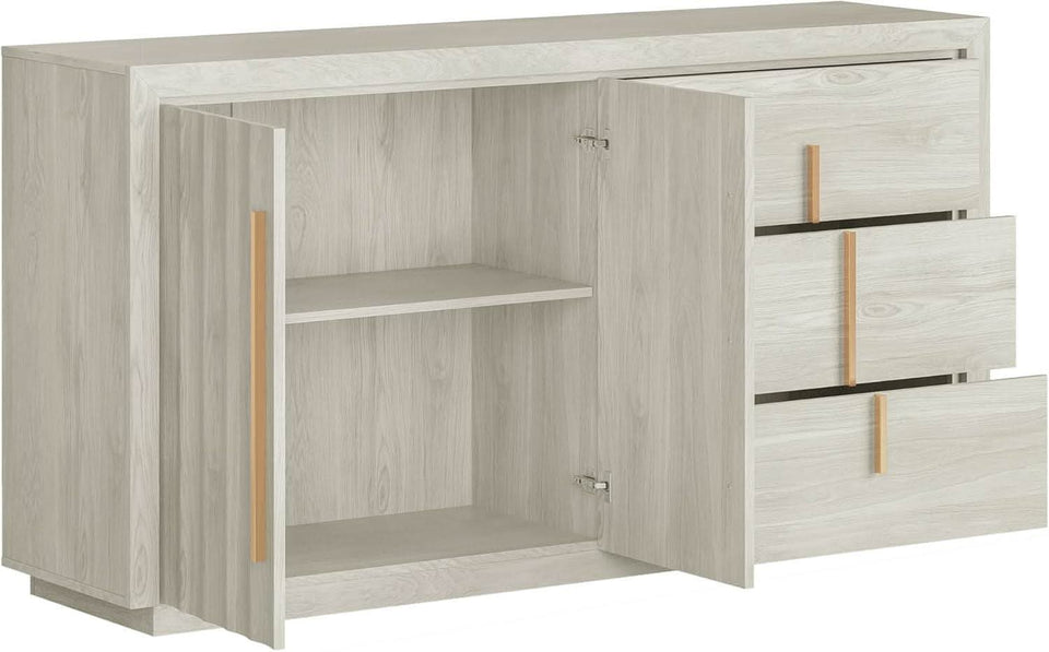 64 Inch Modern Industrial Sideboard Cabinet White Sand