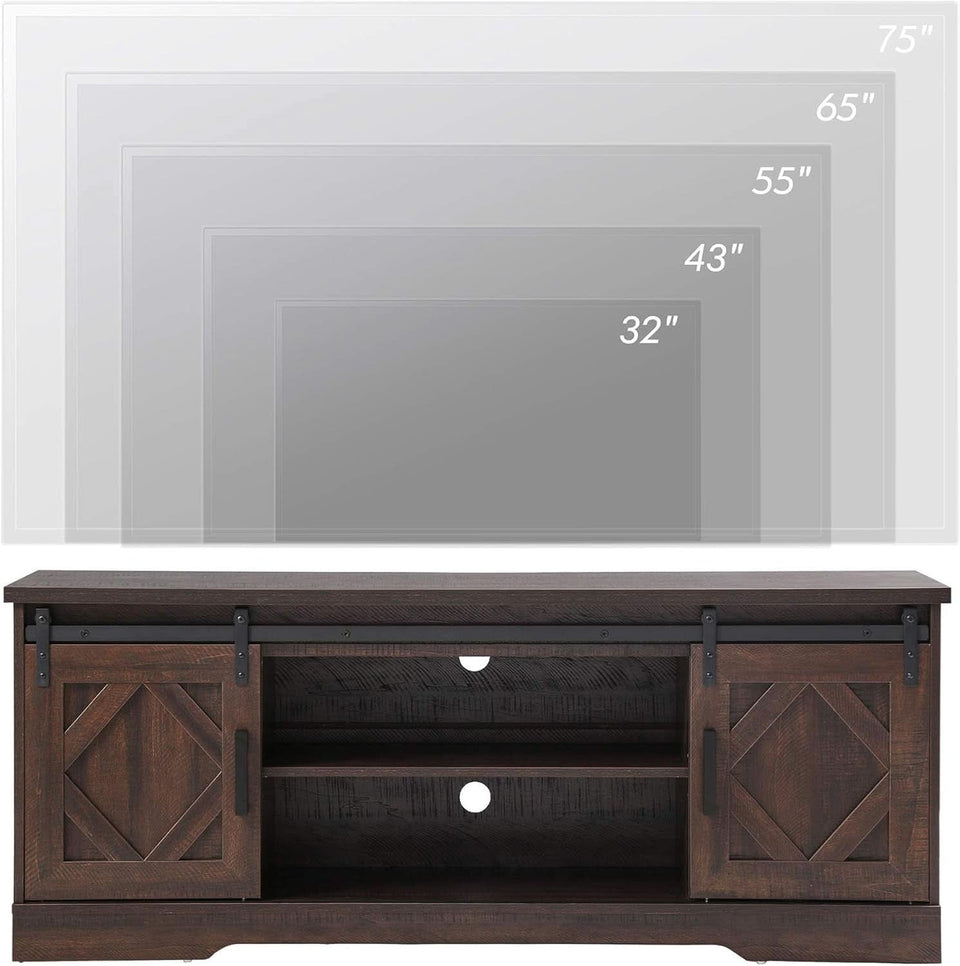 Rustic Sliding Barn Door TV Stand For 65 Inch TVs Console
