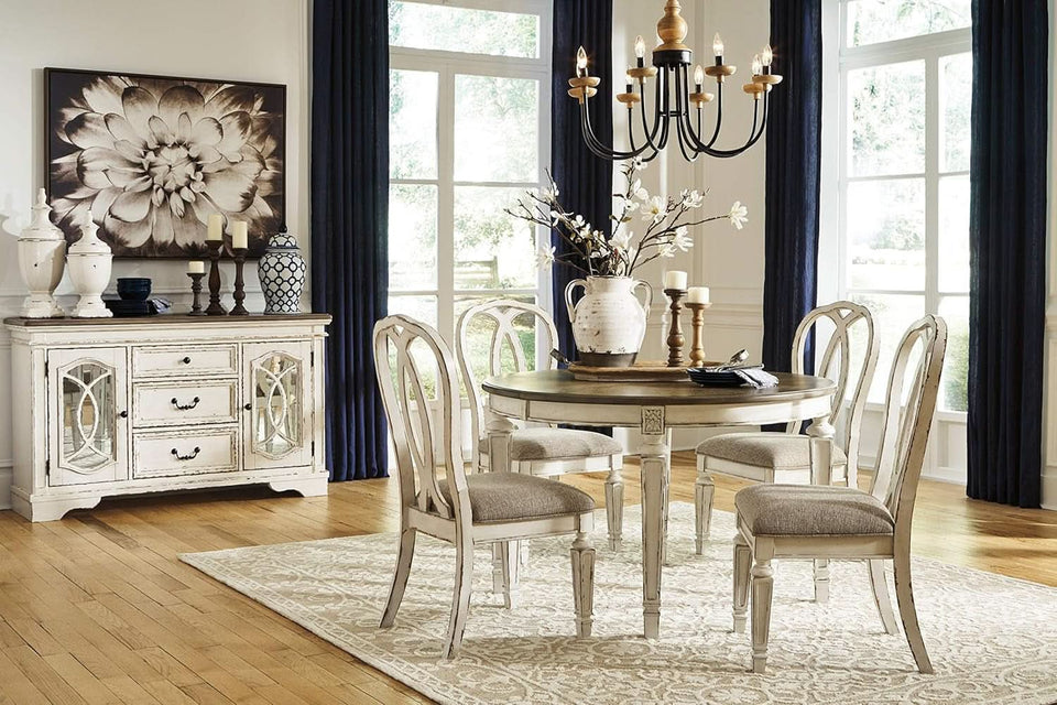 Realyn French Ribbon Back Dining Chairs Chipped White