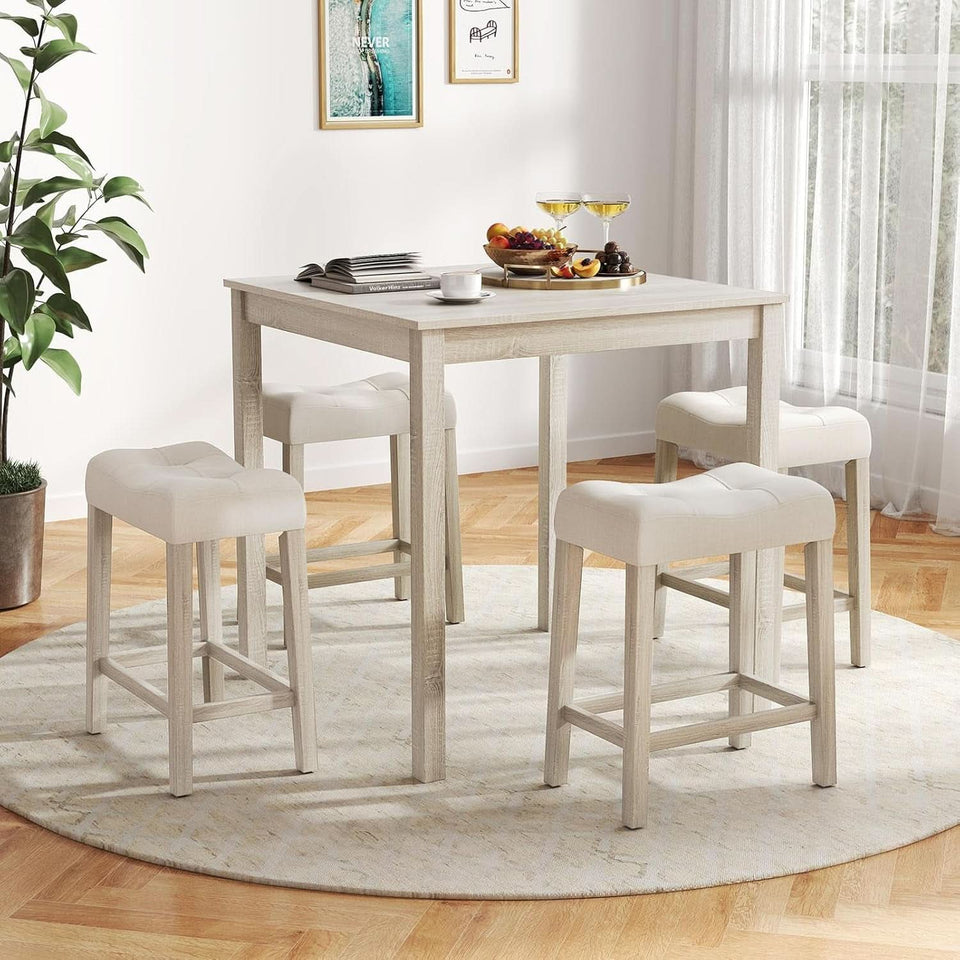 Bar Table Set Square Ultrasoft Cushioned Stools Space Saving