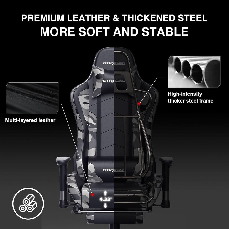 Gaming Chair With Bluetooth Speakers And Footrest Blue