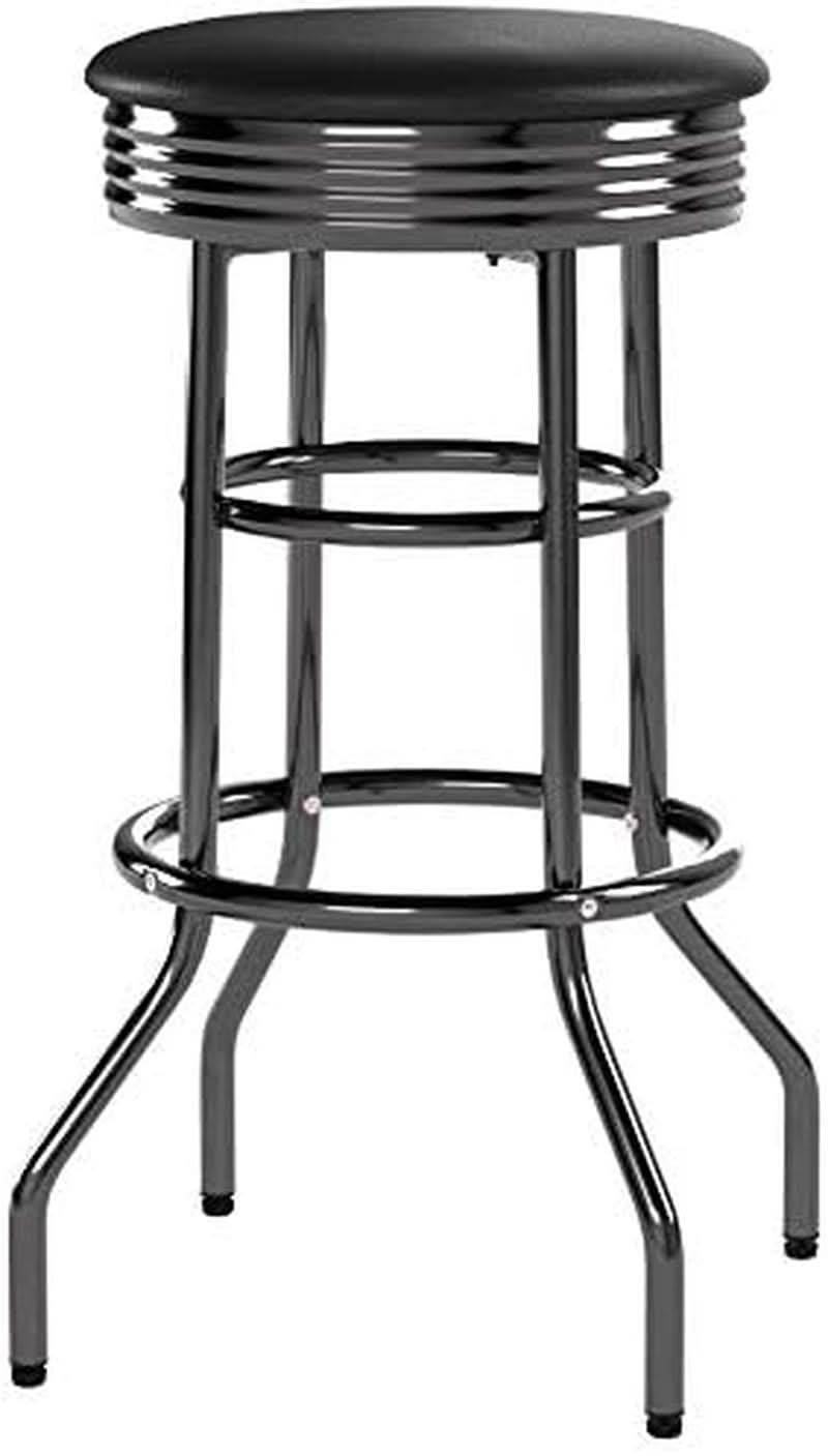 Heavy Duty Backless Swivel Bar Stools with Faux Leather