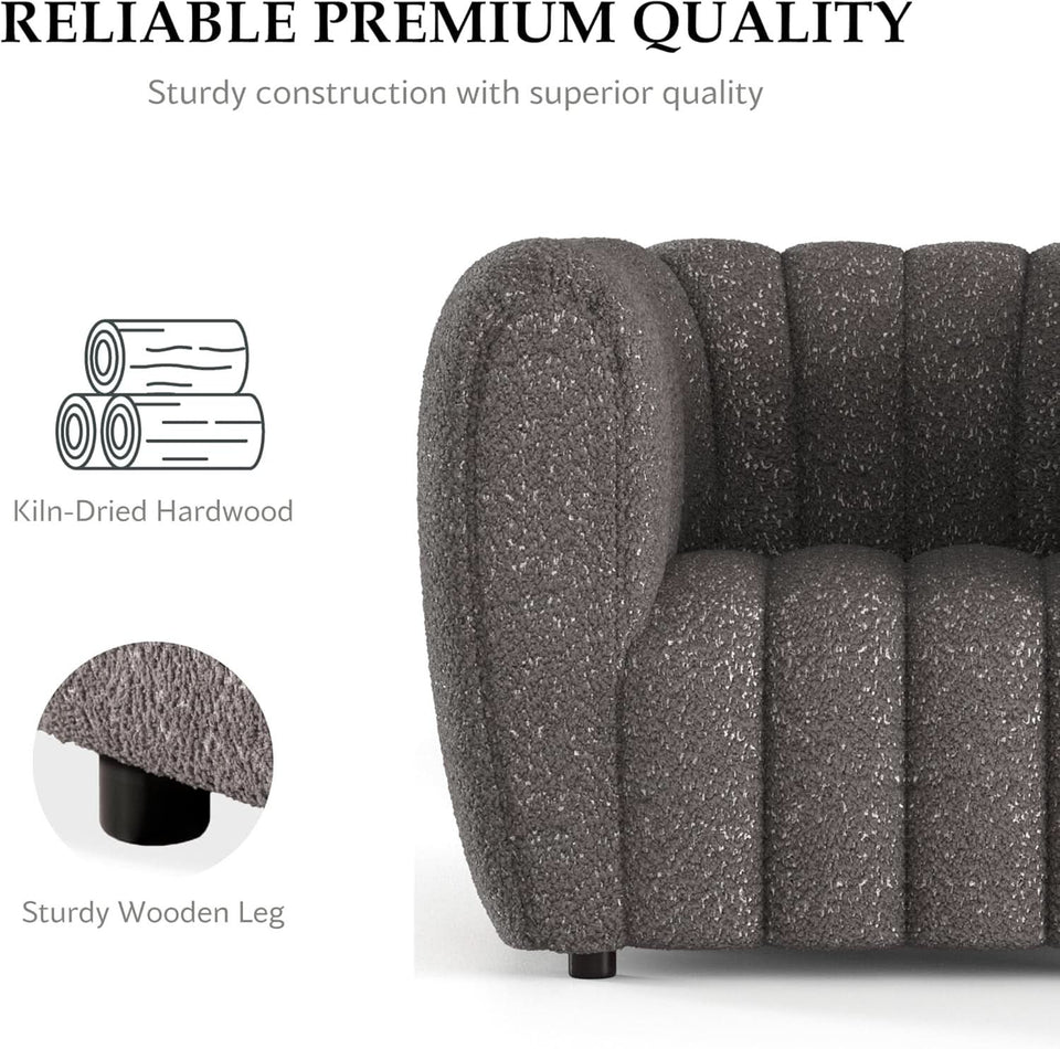 Charcoal Gray Vertical Channel Tufted 3 Piece Sofa Set