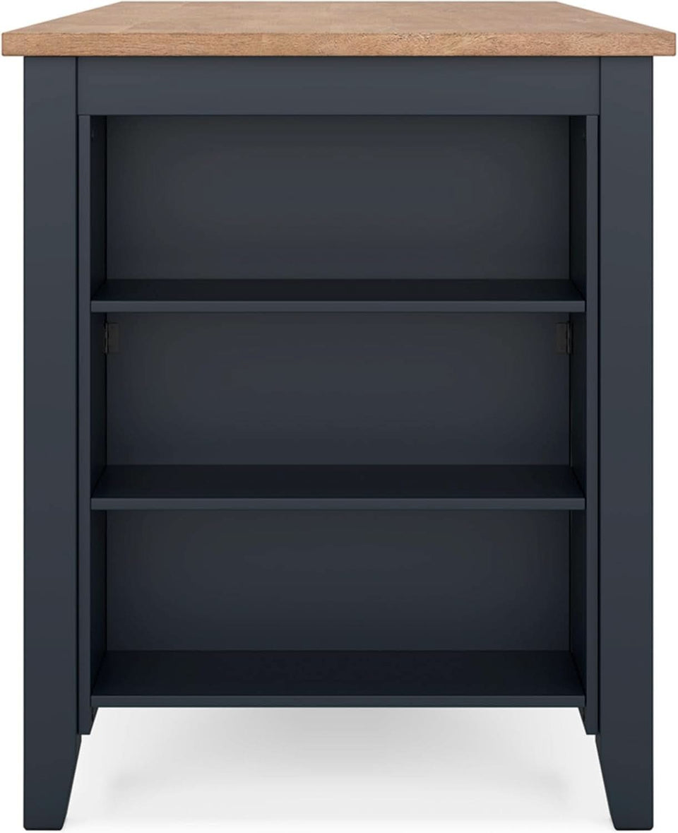 Counter Height Dining Table With Shelves In Blue And Brown
