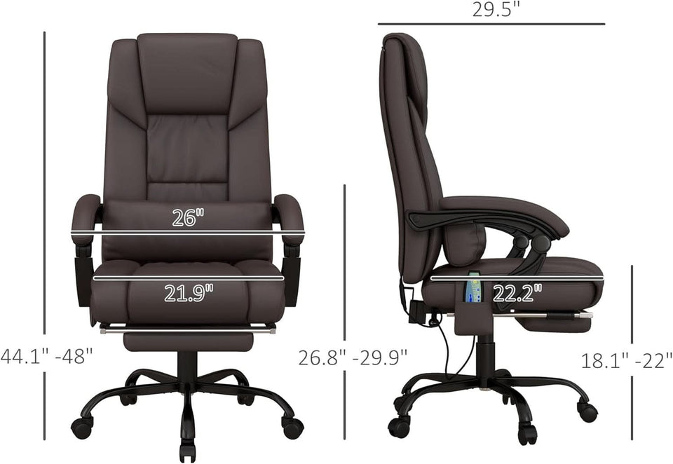 Brown High Back Massage Office Chair With 6 Vibration Points