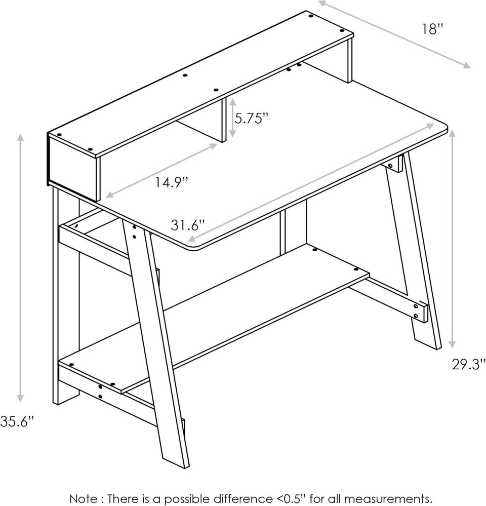 A Frame Computer Desk with Hutch Storage in Columbia Walnut