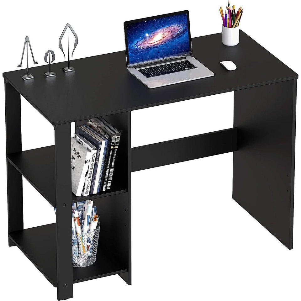 Espresso Finish Home Office Desk With Open Shelves