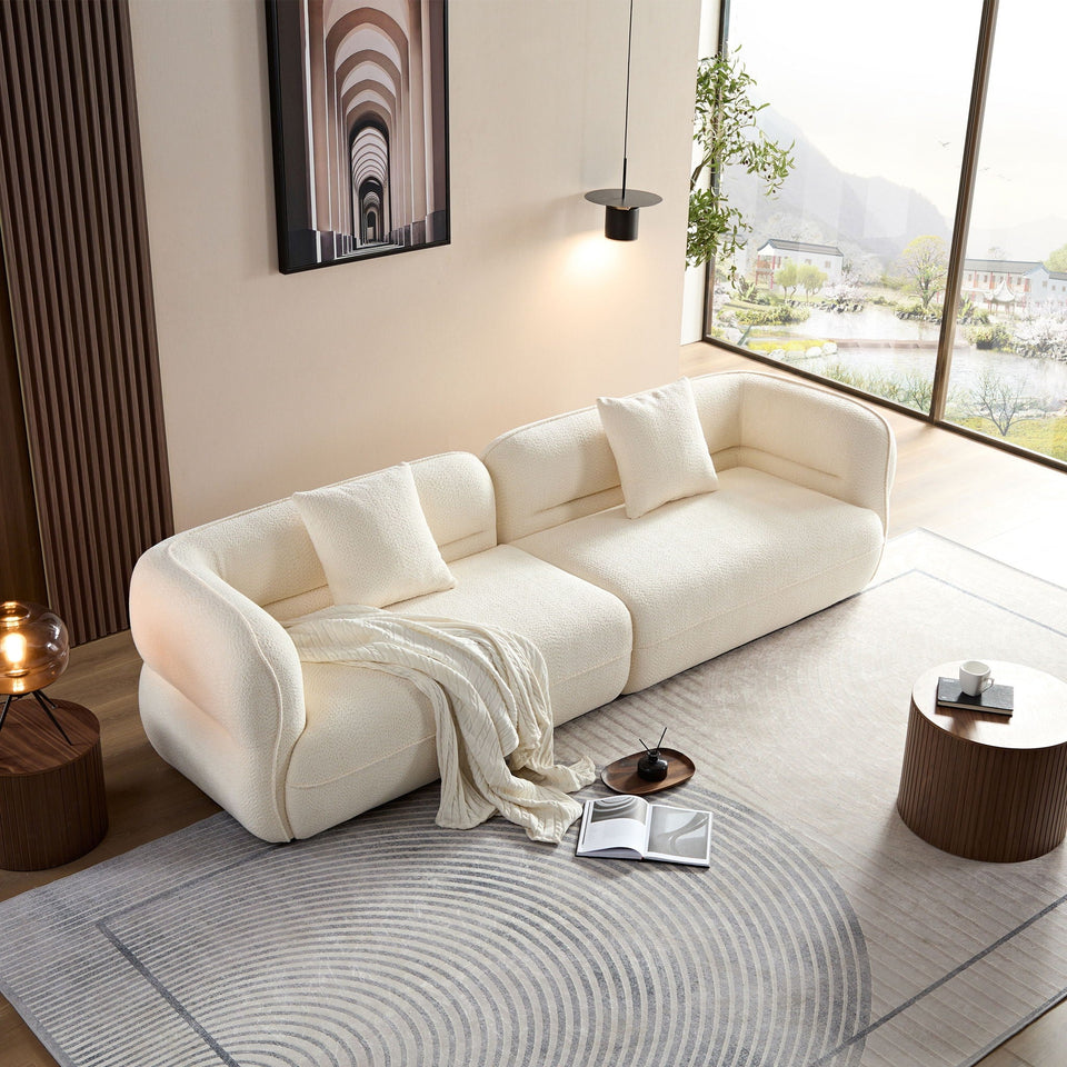 Sectional Sofa With Durable Fabric, Solid Wood Frame, And High Density Sponge Fill