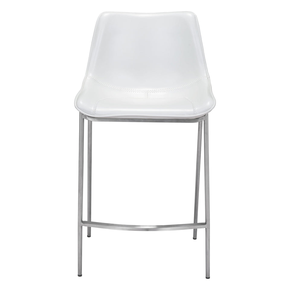 Magnus Counter Stool (Set of 2) White & Silver
