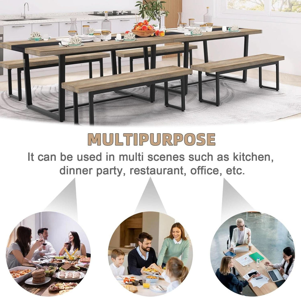 71 Inch Grey Dining Table Industrial Farmhouse Style