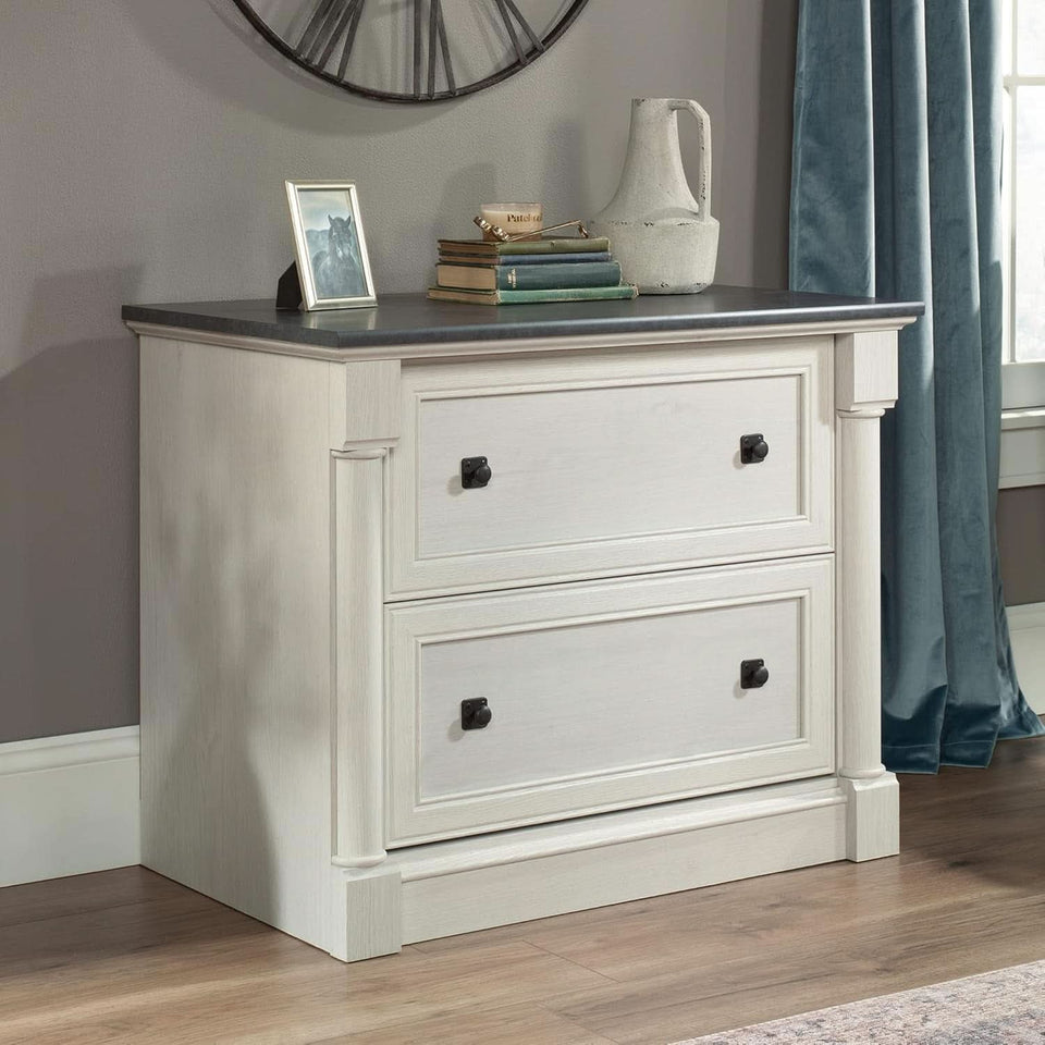 Two Drawer File Cabinet In Glacier Oak With Interlocking Drawers