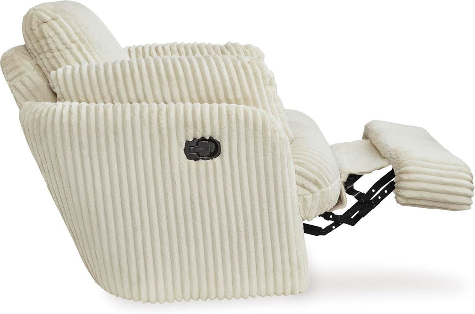 White Modern Swivel Glider Recliner With Hidden Storage
