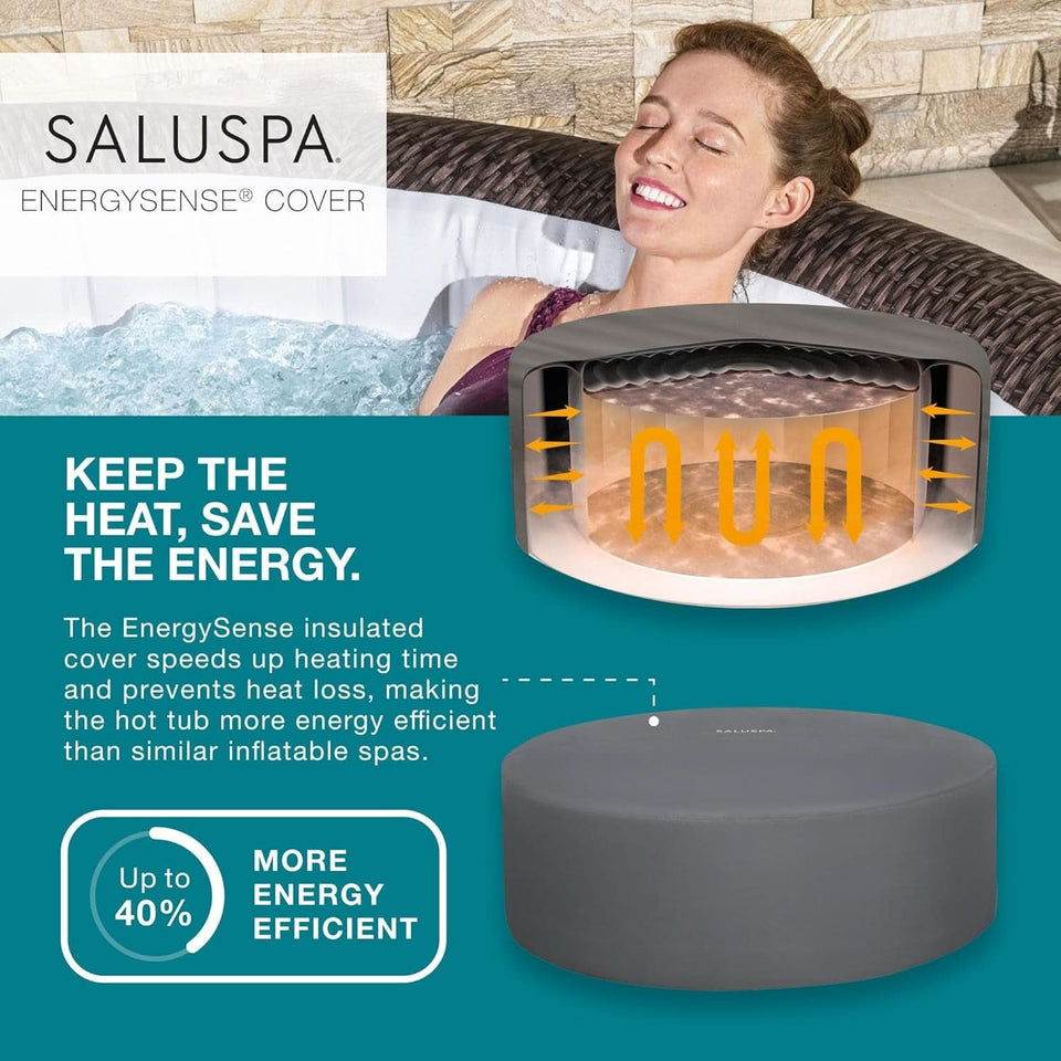 7 Person Round Inflatable Hot Tub 180 Jets Energy Efficient