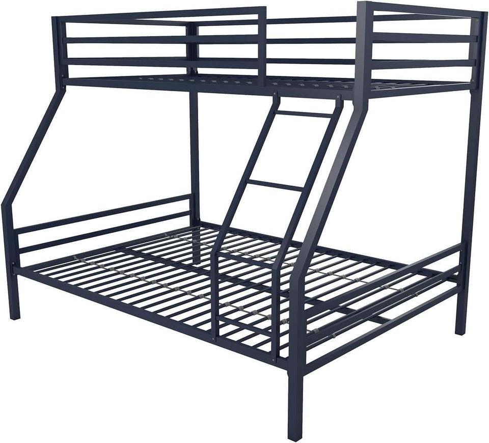 Maxwell Twin-Over-Full Metal Bunk Bed Navy Blue With Ladder