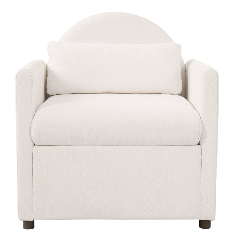 Beige Pet Friendly Accent Chair with Hidden Pet Nook - Acacia Wood