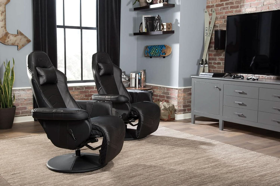 900 Gaming Recliner Black With Adjustable Leg Rest Cupholder
