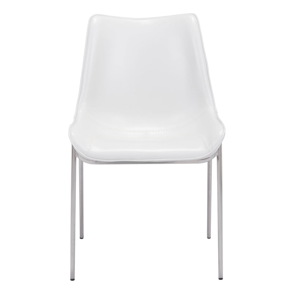 Magnus Dining Chair (Set of 2) White & Silver