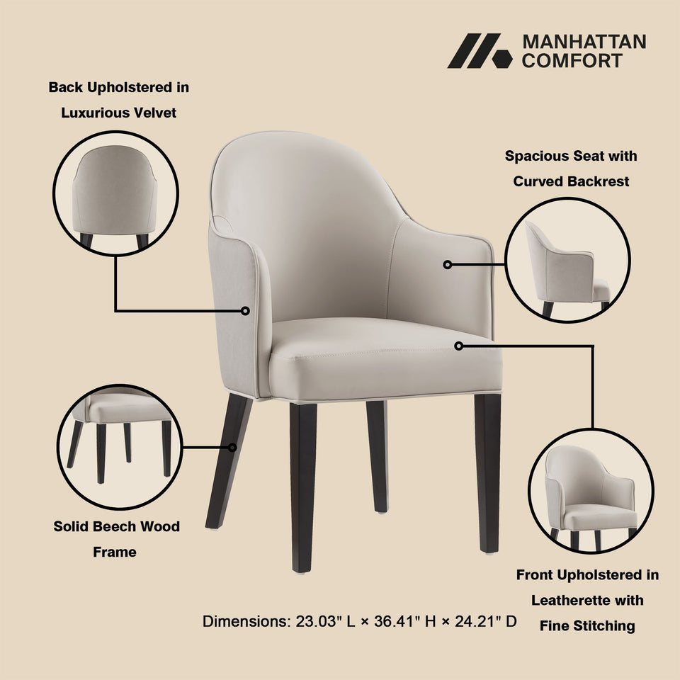 Hillman Wood Vegan Leather and Velvet Armchair
