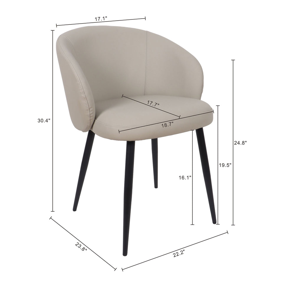 Looma Metal Vegan Leather Side Chair (Set of 2) in Stone Gray
