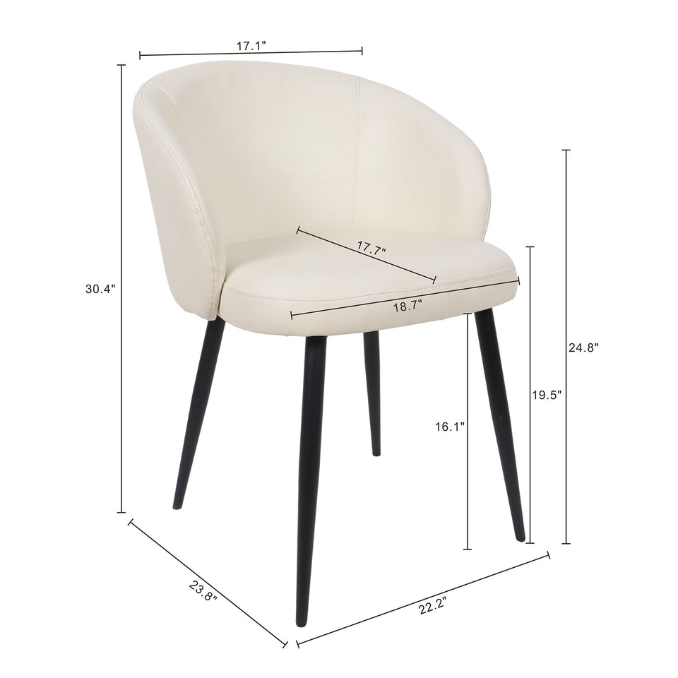 Looma Metal Vegan Leather Side Chair (Set of 2) in Ivory