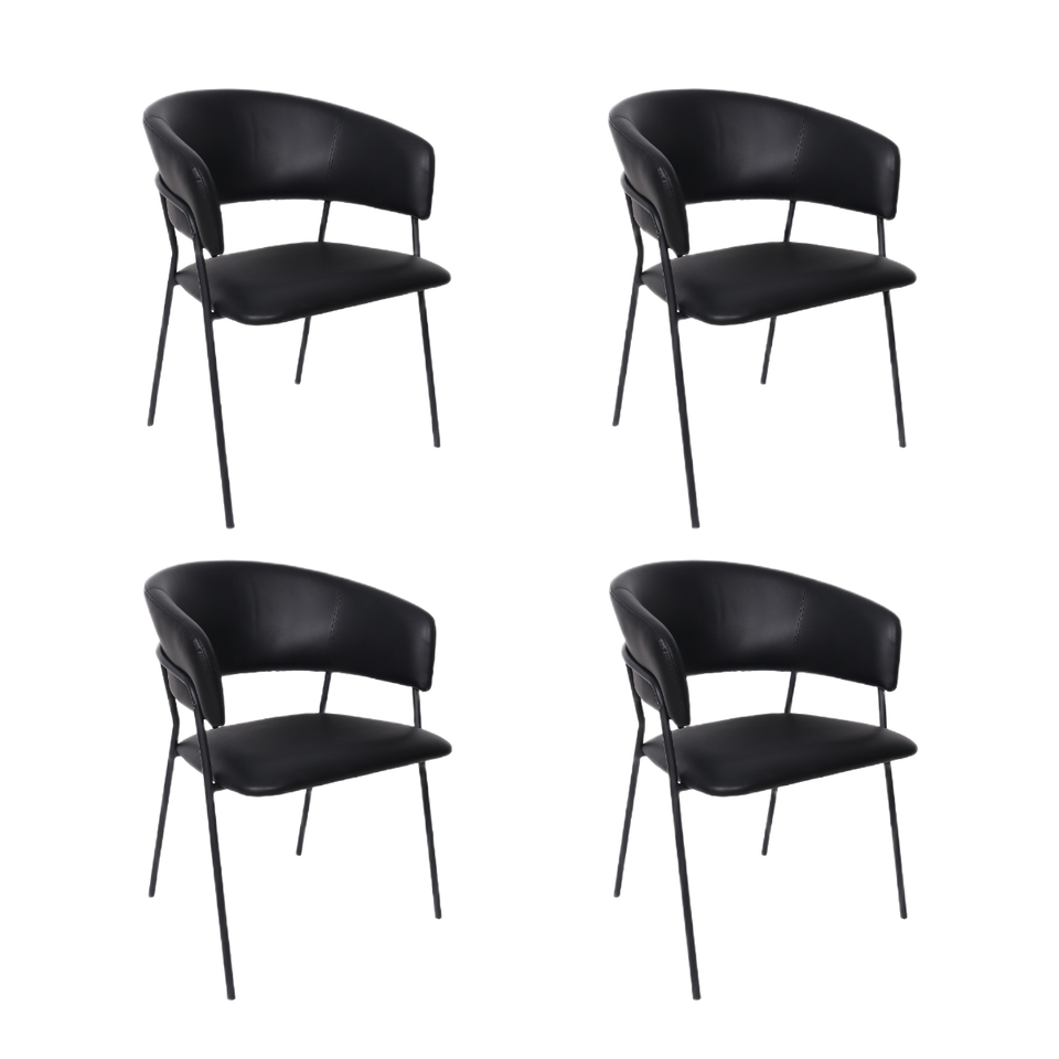 Slate Metal Vegan Leather Armchair (Set of 4)