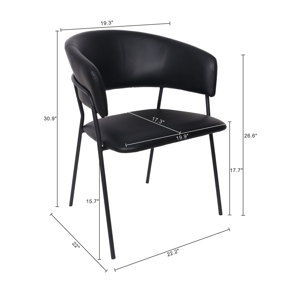 Slate Metal Vegan Leather Armchair (Set of 4)