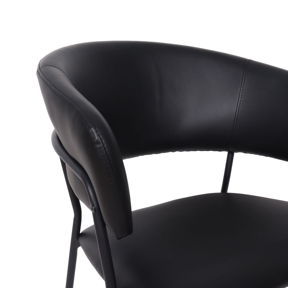 Slate Metal Vegan Leather Armchair (Set of 4)