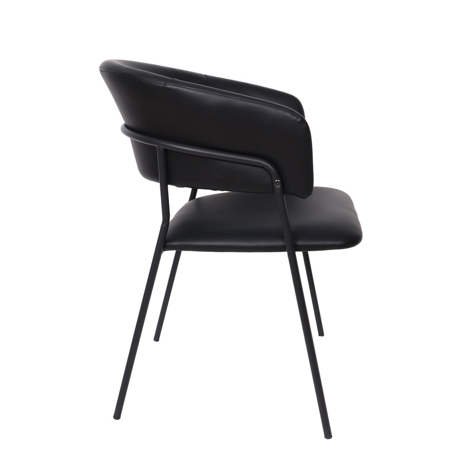 Slate Metal Vegan Leather Armchair (Set of 4)