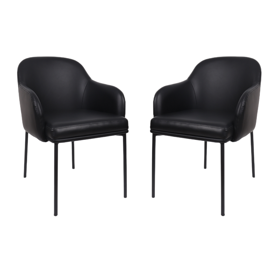 Loft Metal Vegan Leather Armchair (Set of 2)