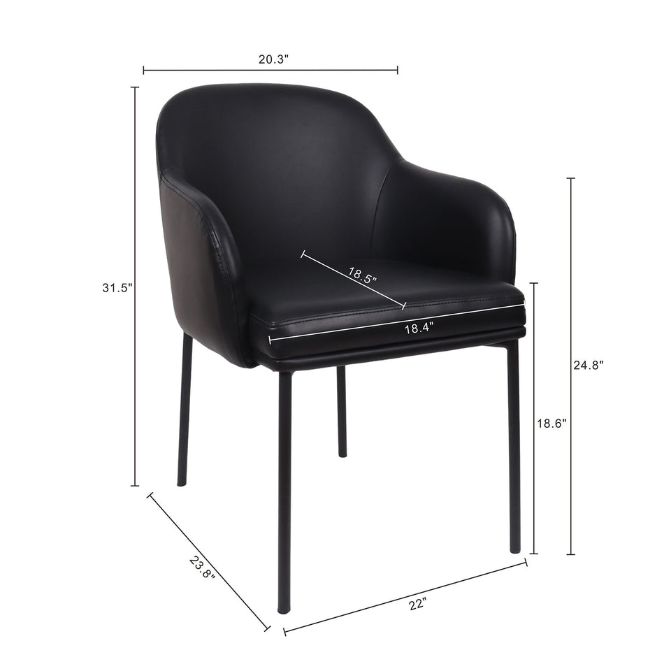 Loft Metal Vegan Leather Armchair (Set of 2)