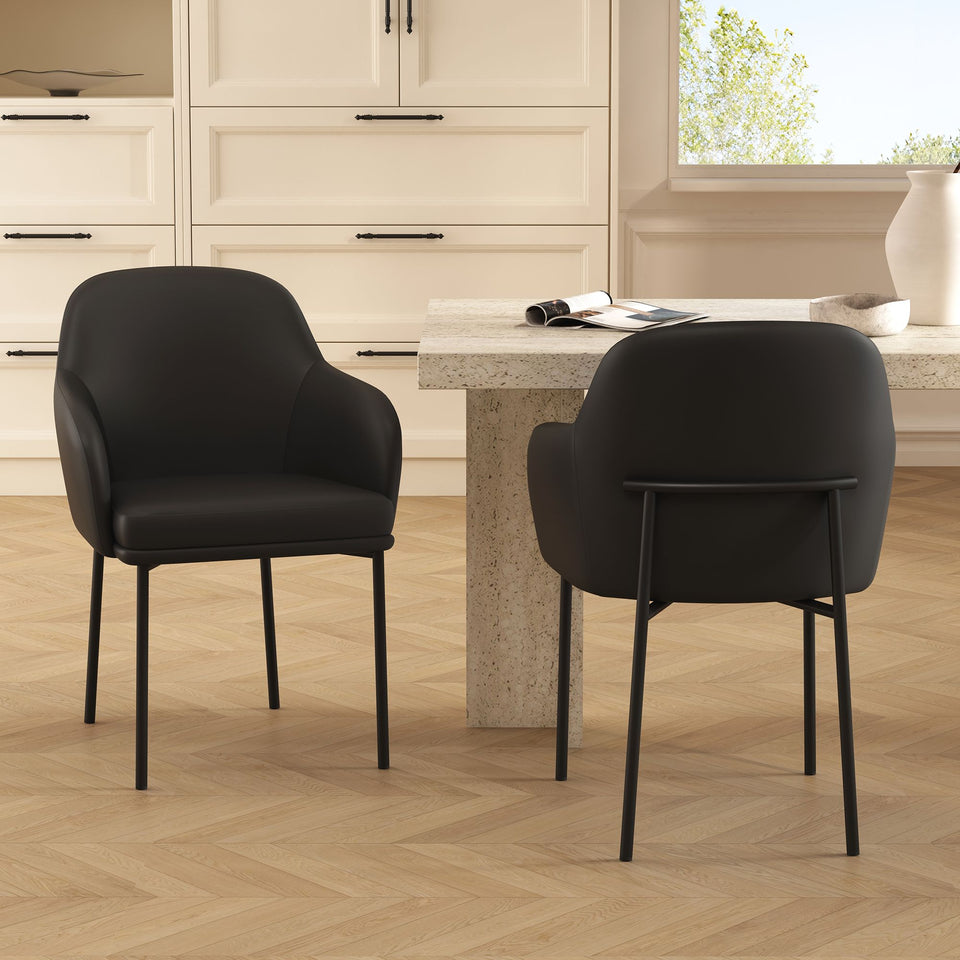 Loft Metal Vegan Leather Armchair (Set of 2)