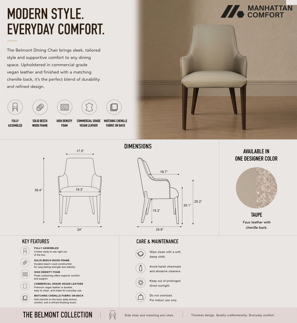 Belmont Chenille And Faux Leather Wood Upholstered Armchair (DC1544-TP)