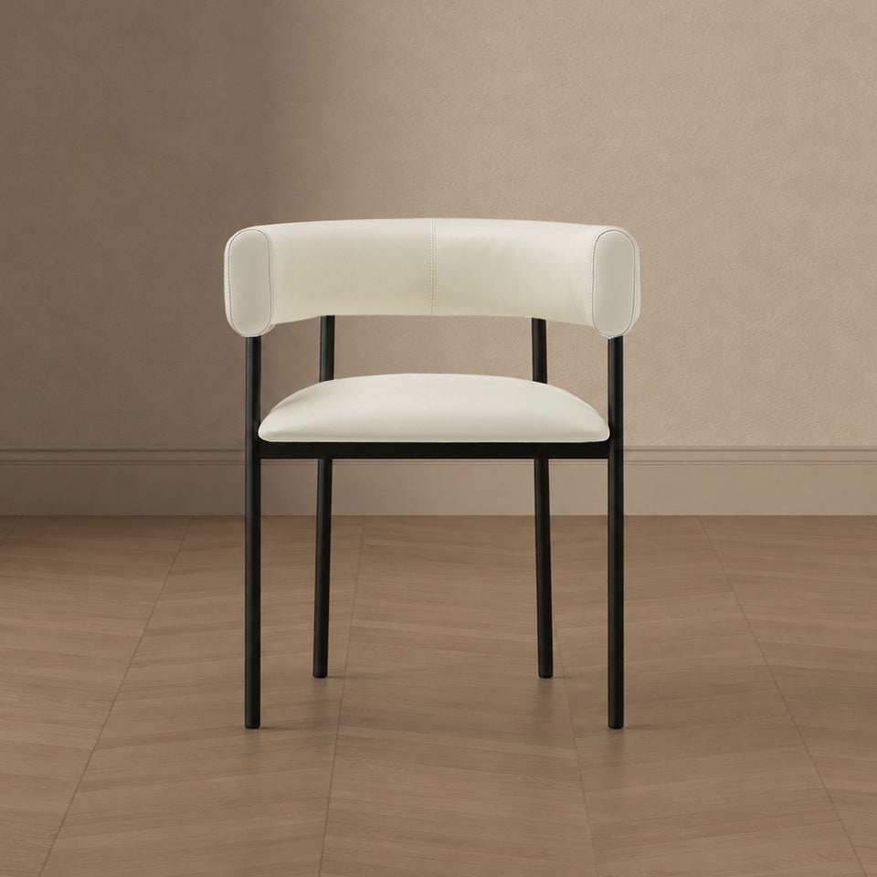 Onda Metal Vegan Leather Dining Chair (DC1608) in Ivory - lifestyle   front